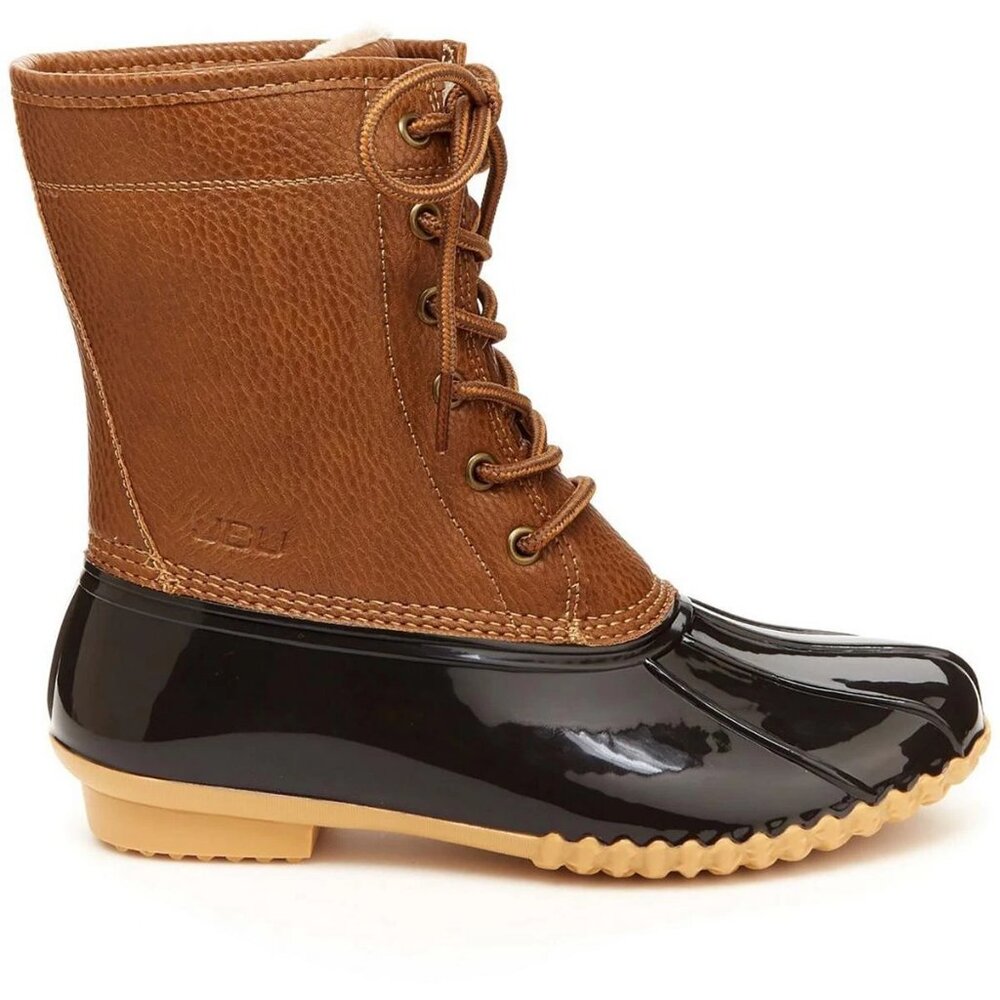 JBU by Jambu Maplewood Brown Waterproof Faux Leather Lace-Up Rain Winter Boots